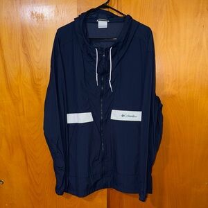 Columbia Dark Blue Windbreaker with White Stripes